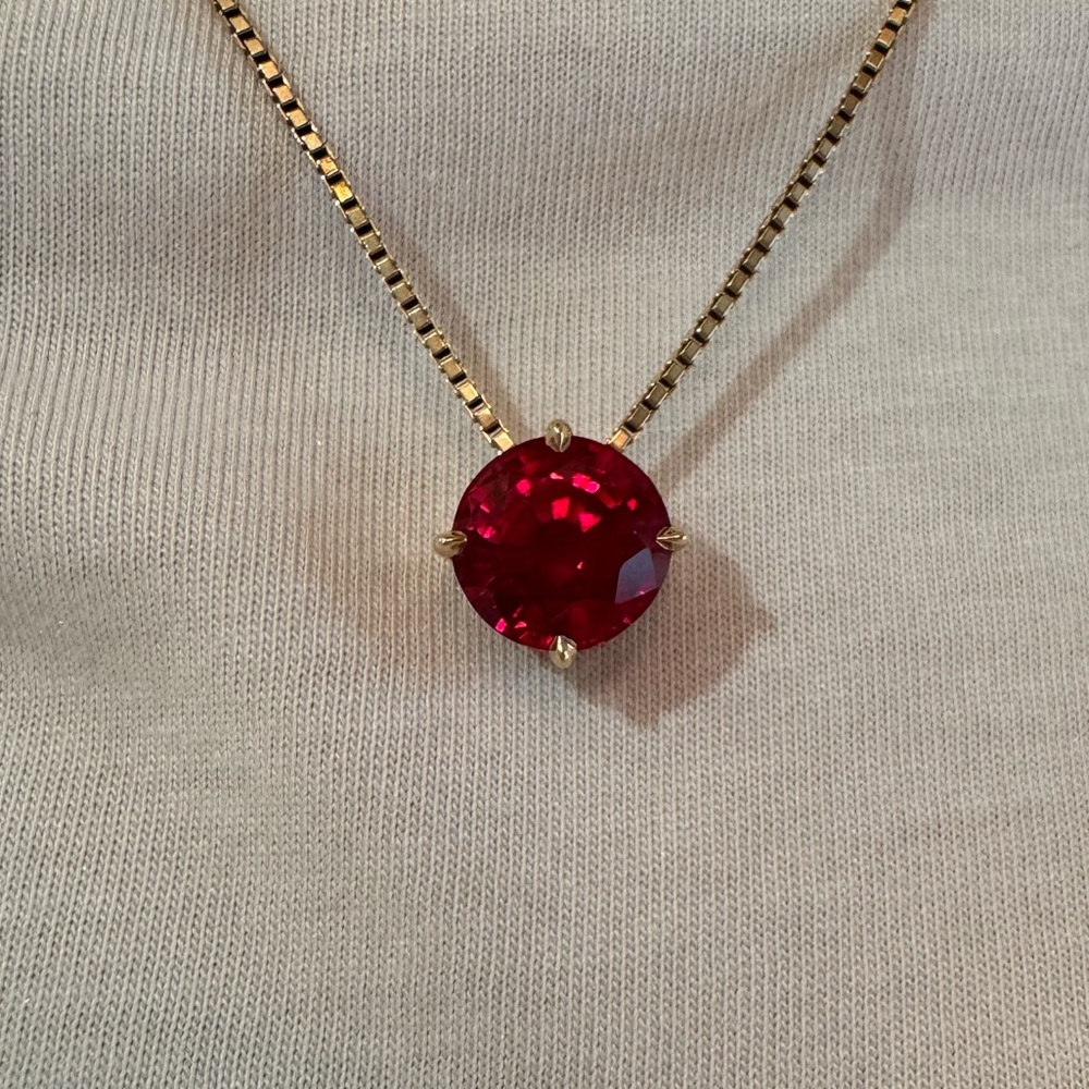 Elegant Gold Necklace with Lab Ruby